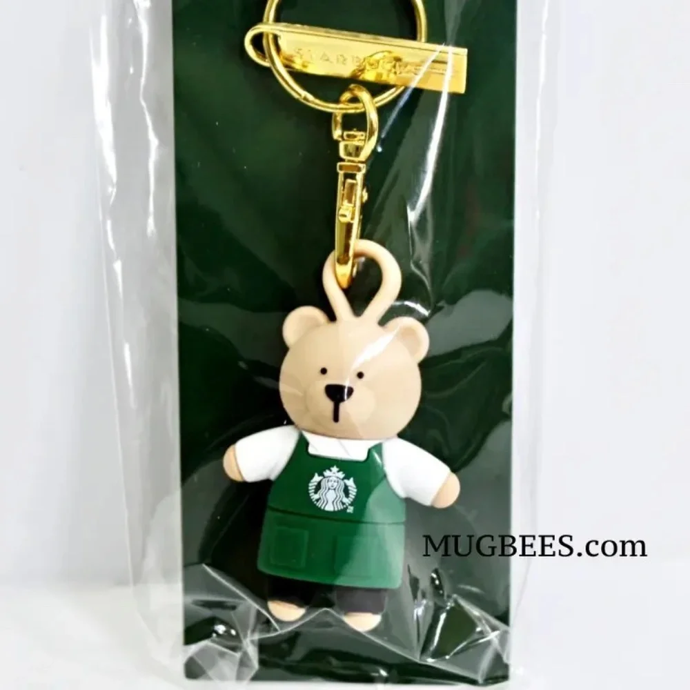 Starbucks 2025 Green Bearista Bear Reusable Hot Cup Lid Stopper Keychain Keyring